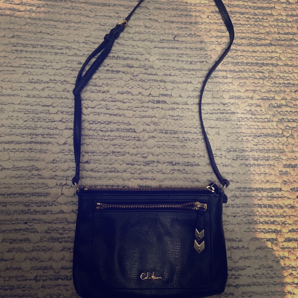 Cole Haan Black Saffiano Leather Cross Body Bag